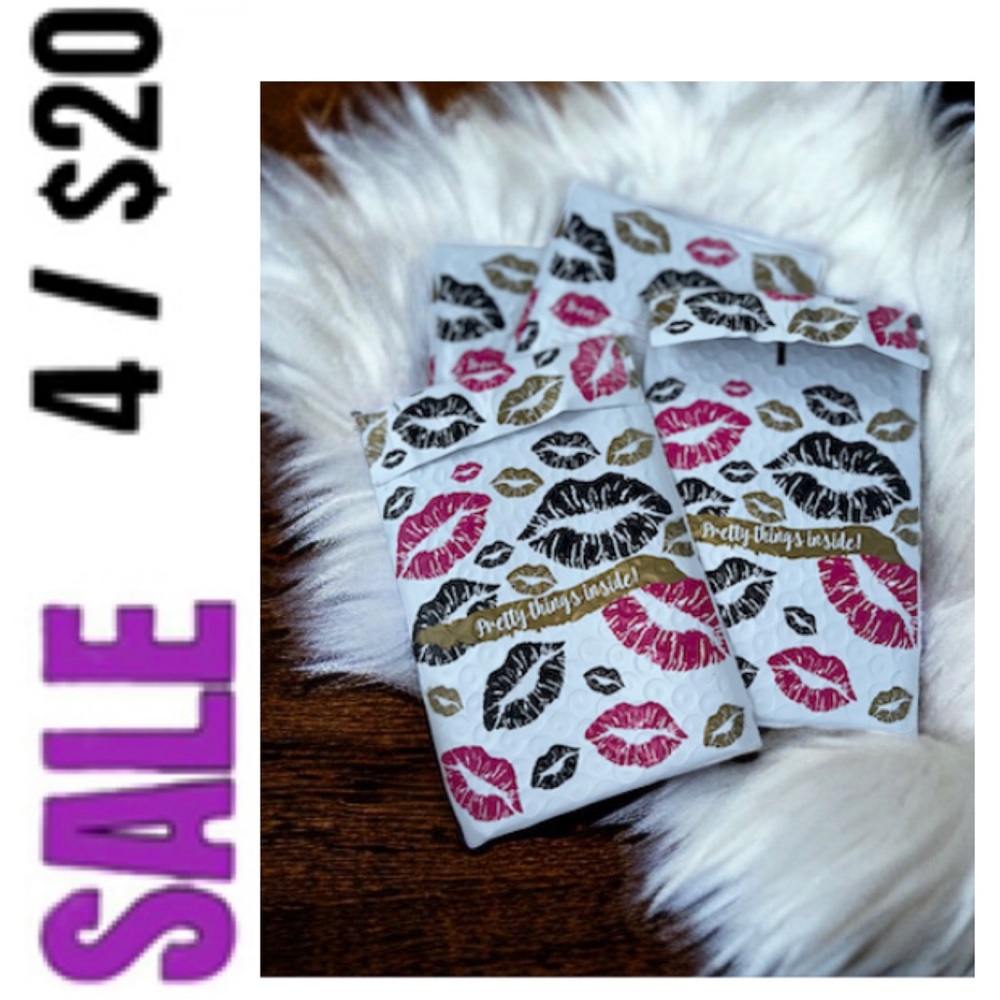 Designer Shipping Envelopes Poly Bubble Mailers 4x8 Pretty Things Lipstick Print